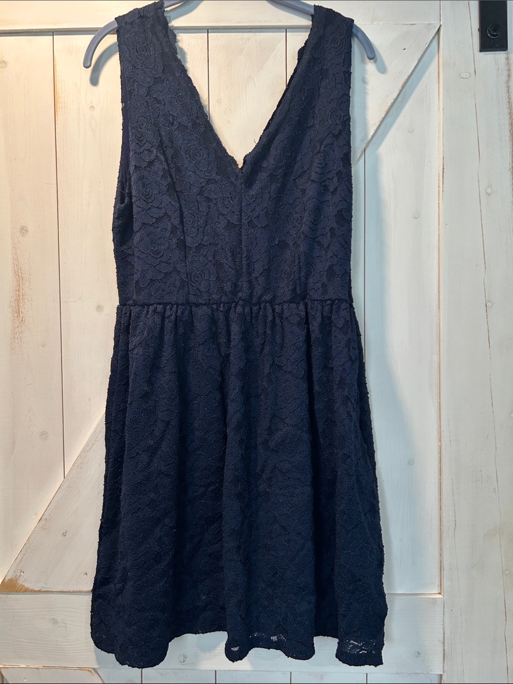 Fervor Navy Blue Floral Lace V-Neck Party Dress XL Stretchy Y2K